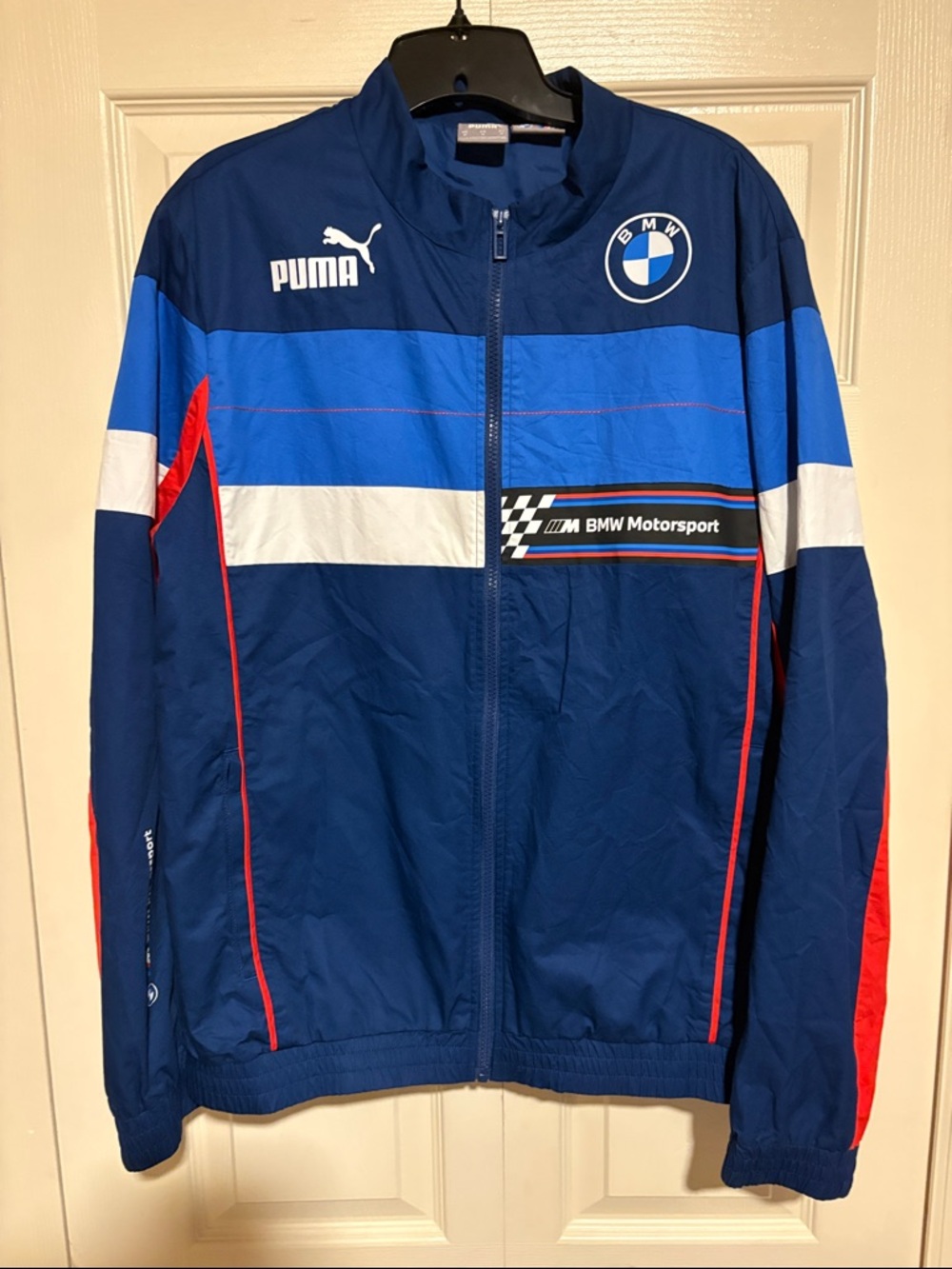 Puma BMW Motorsport Blue Track Windbreaker with White & Red Accents